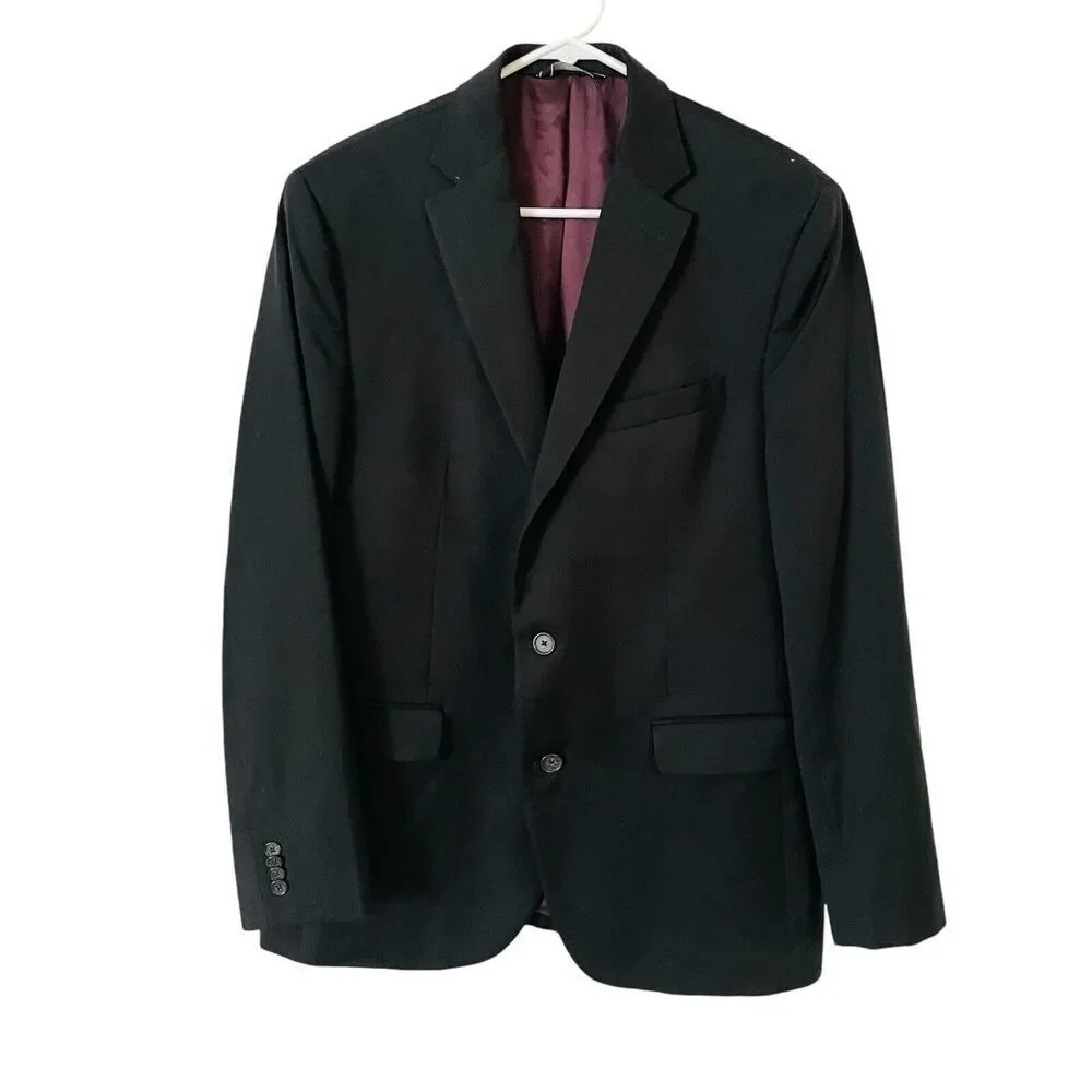 Saks Fifth Avenue Mens‎ Everest Blazer Jacket Size 42R Black Marzotto 100% Wool